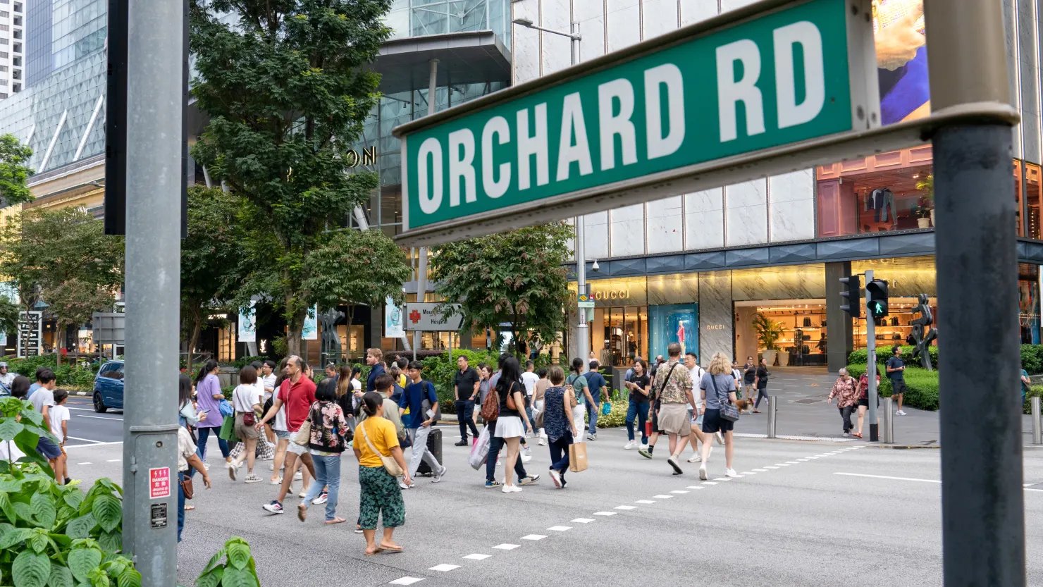 Orchard Road Singapore street sign — Tanuki Raw is at 181 Orchard Road, Orchard Central